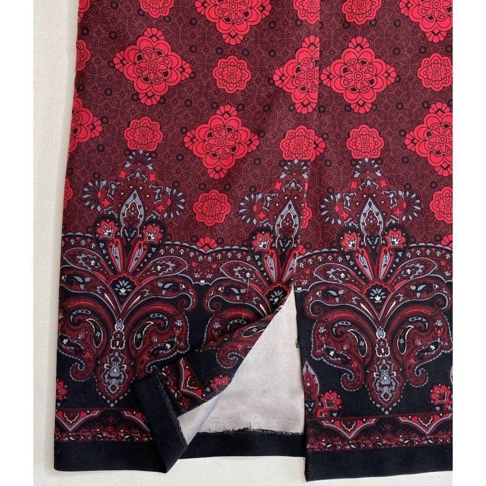 Notation Red Black Straight Skirt‎ Paisley  Walking Slit Small - Picture 6 of 7